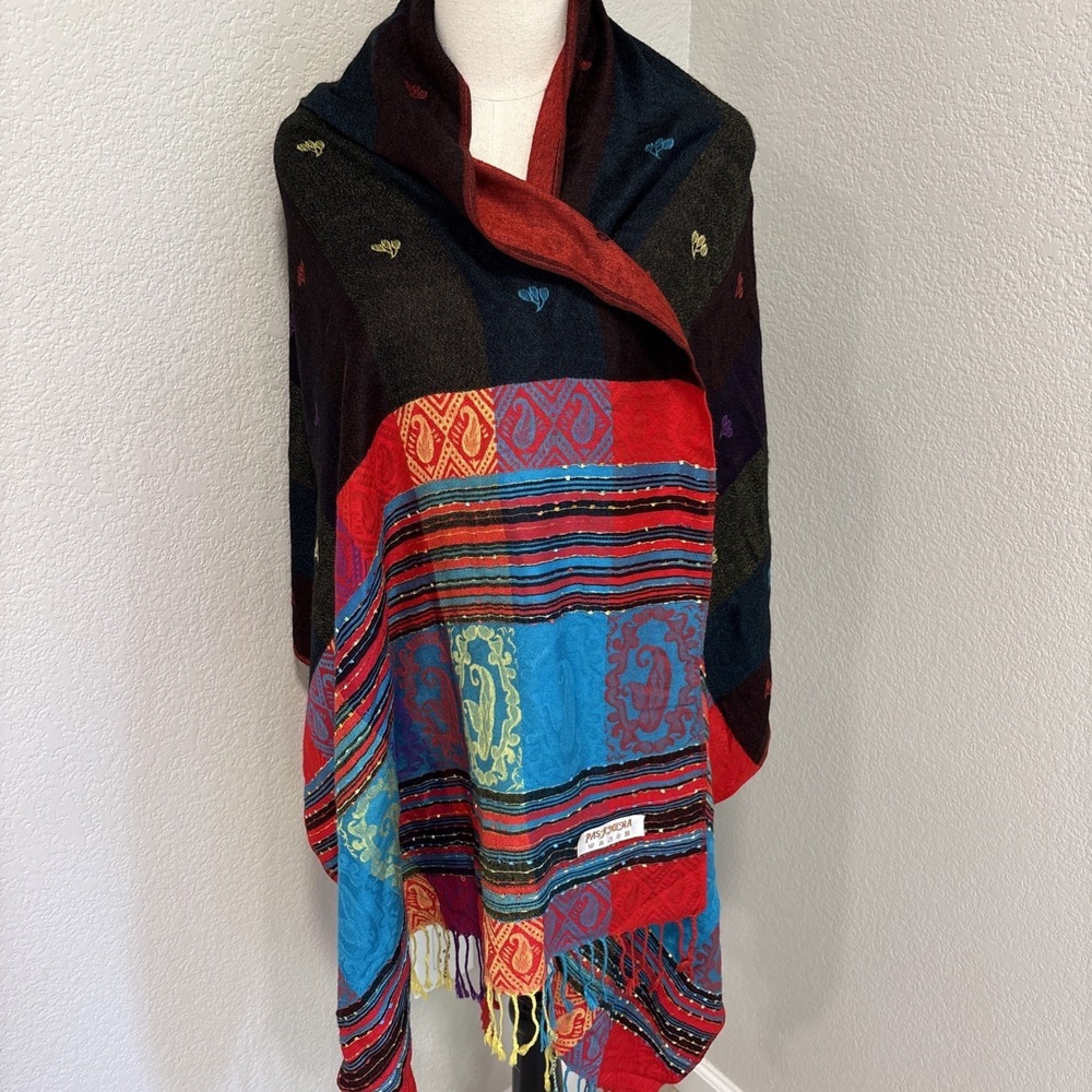Pashmina Cashmere Scarf Wrap Shawl Bright Jewel Tone Reversible 72x27"
